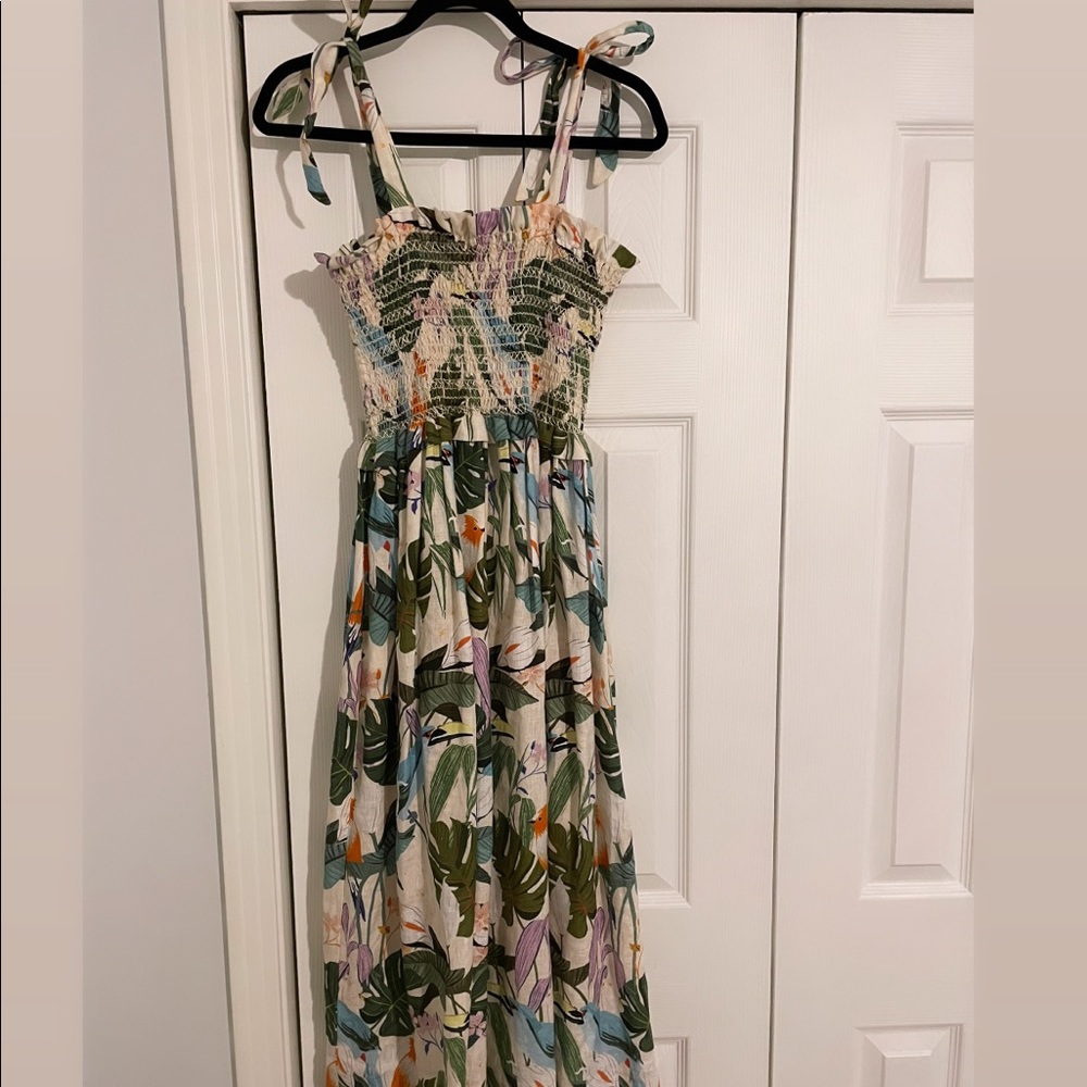 Corey Lynn Calter Green Floral Midi Dress